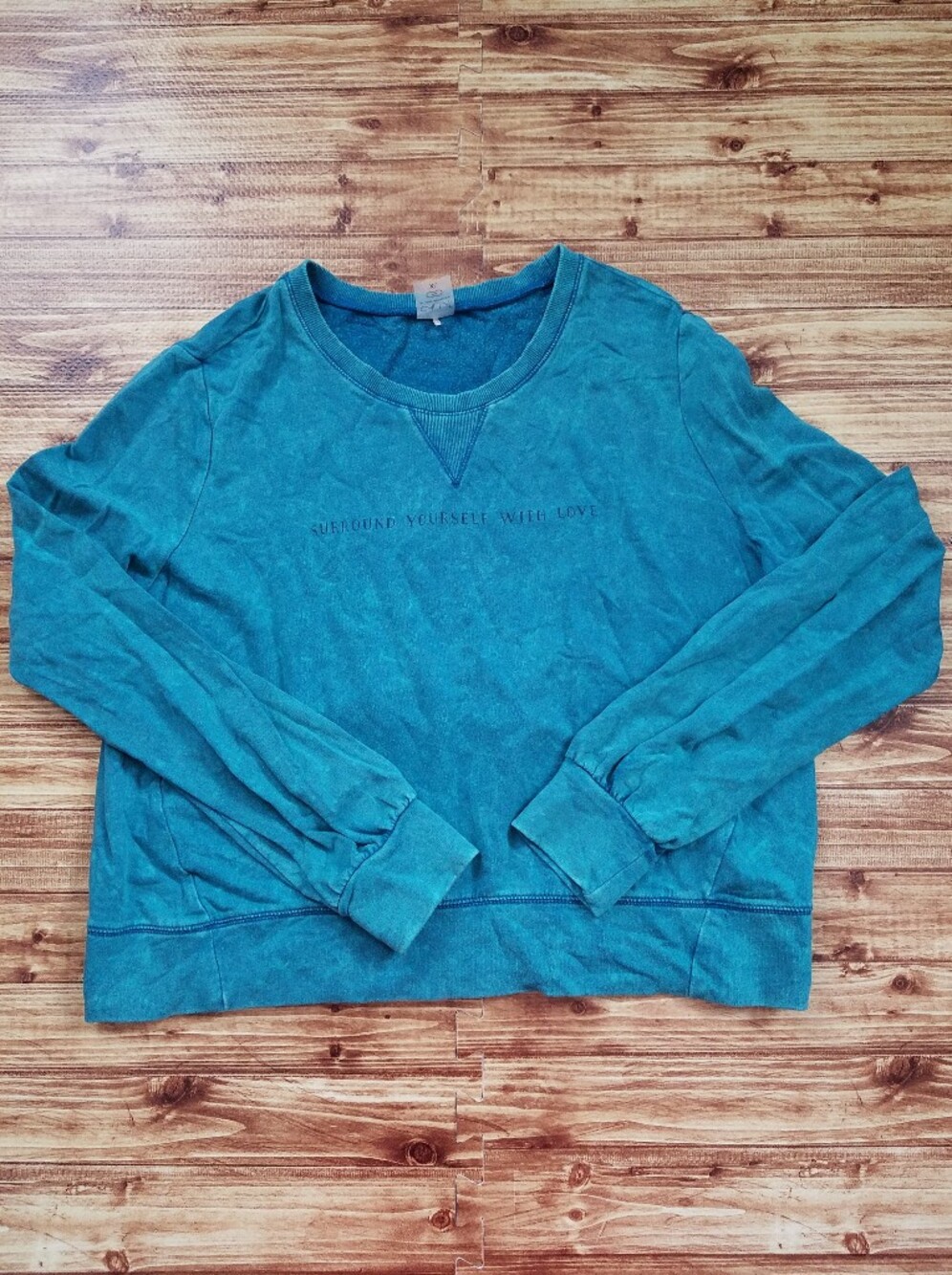 CALIA by Carrie Underwood Effortless Pullover XL Teal Cropped Sweatshirt Women's